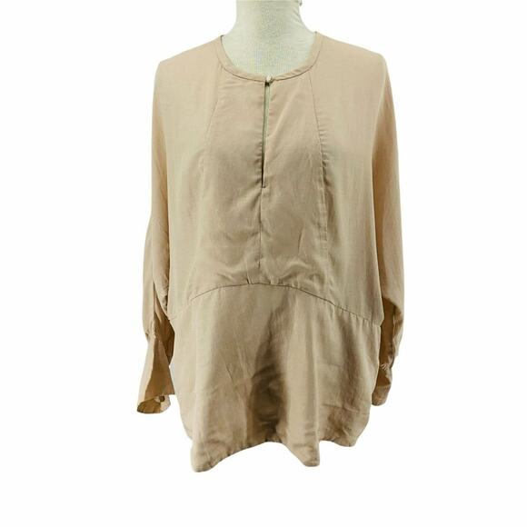 IRO Blush Keyhole Abeille Blouse Flare Sleeve Size 16W - Picture 1 of 8